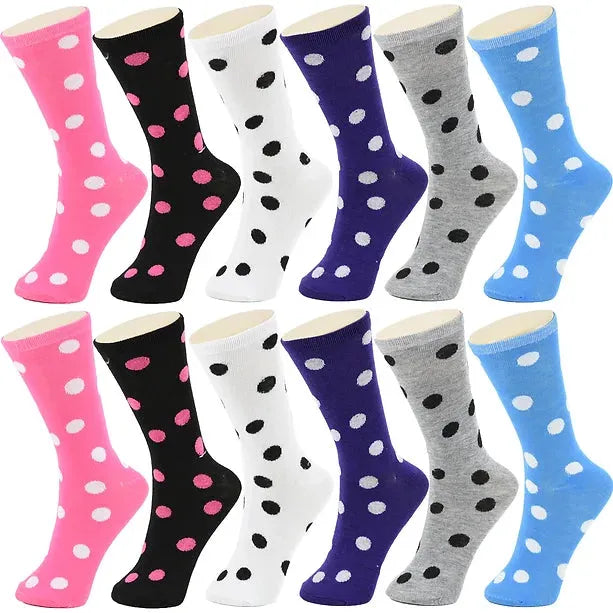 30-Pairs Women's Fun Patterned Cotton-Blend Crew Socks Assorted Pairs - PremiumBrandGoods