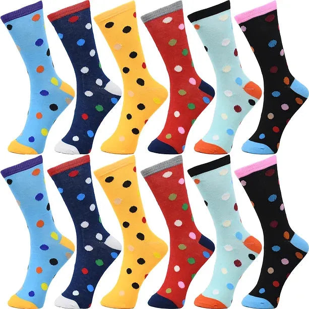 30-Pairs Women's Fun Patterned Cotton-Blend Crew Socks Assorted Pairs - PremiumBrandGoods