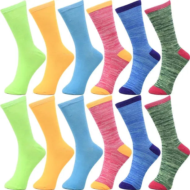 30-Pairs Women's Fun Patterned Cotton-Blend Crew Socks Assorted Pairs - PremiumBrandGoods