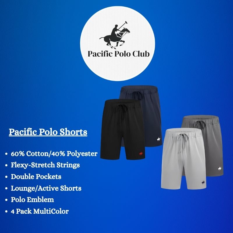 Men's 4 Pack Lounge Shorts Drawstring Cotton Blend Elastic Soft - PremiumBrandGoods