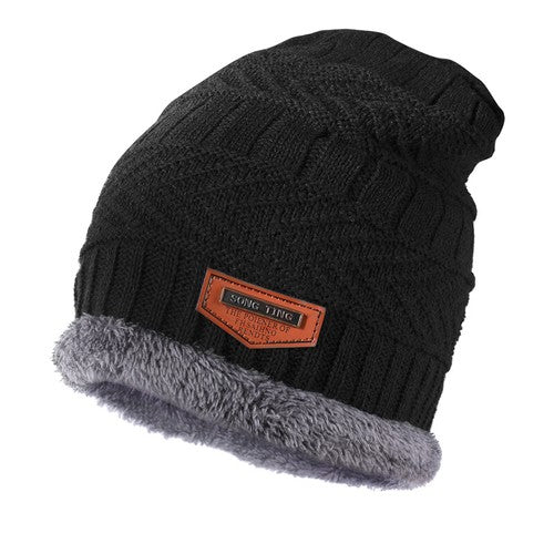 Black Winter Hat and Scarf Set Warm Fleece Lined Beanie unisex - PremiumBrandGoods