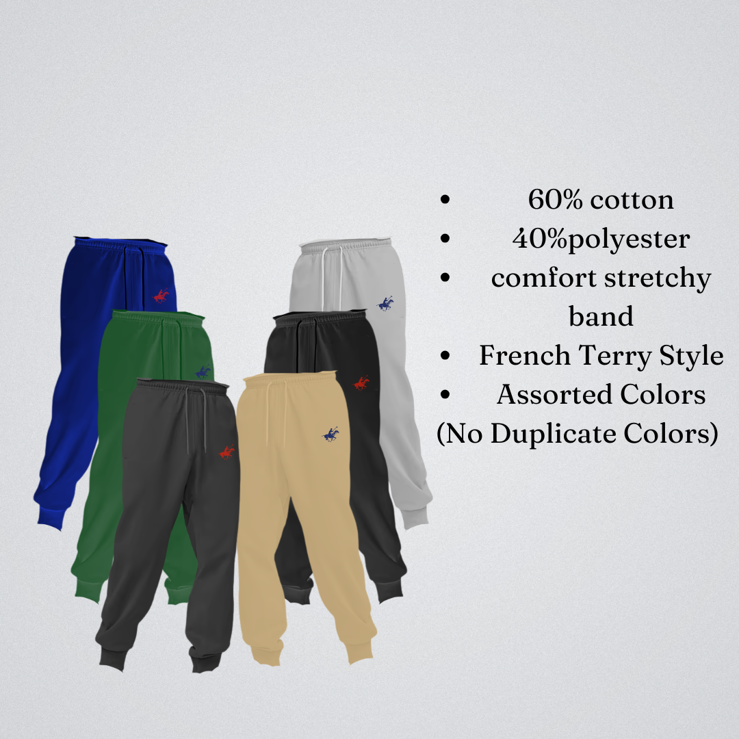 Mens Joggers 3 Pair French Terry Cotton Blend Assorted Colors Soft - PremiumBrandGoods