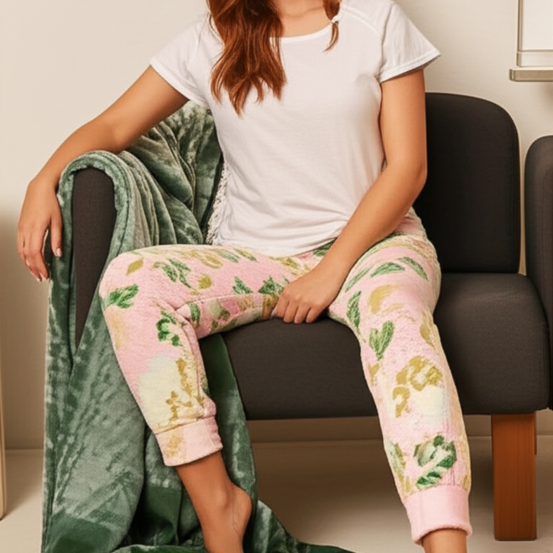 Womens Floral plush soft pajama pants 3 pack assorted styles - PremiumBrandGoods