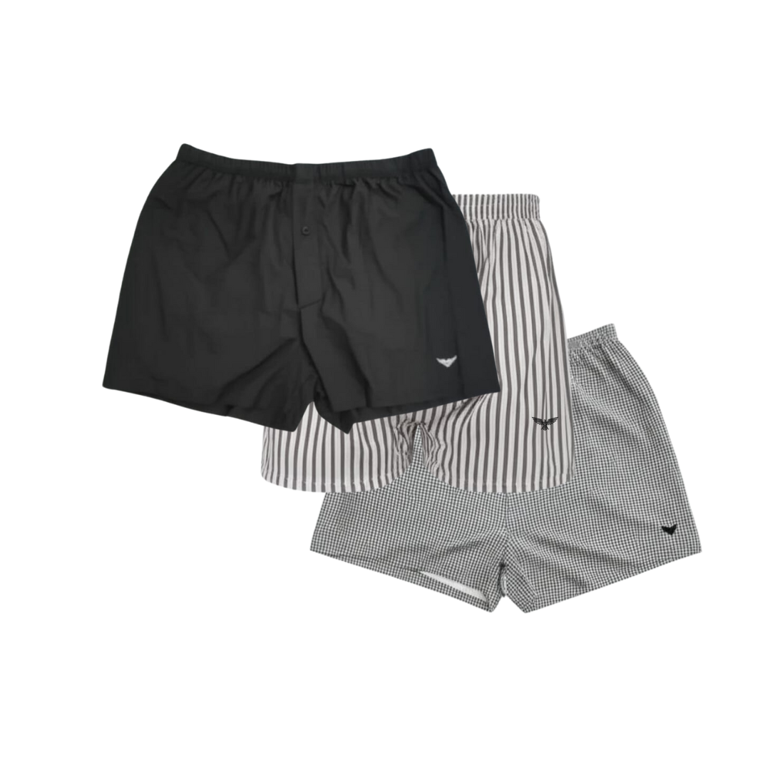 Men's Pacific Eagle Boxers 3 Pack Assorted M-2XL Cotton Poly Blend Comfort Elastic - PremiumBrandGoods