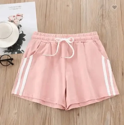 4 Pack Comfy Cute Women's Double Striped Shorts Casual Athleisure Assorted Colors - PremiumBrandGoods