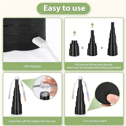 Fly Fans for Tables Rechargeable,Fly Repellent Outdoor Indoor Keep Flies Away,Table Top Fly Fan with Colorful Lighting for Picnic,Restaurant,Party,Kitchen,and BBQ - PremiumBrandGoods