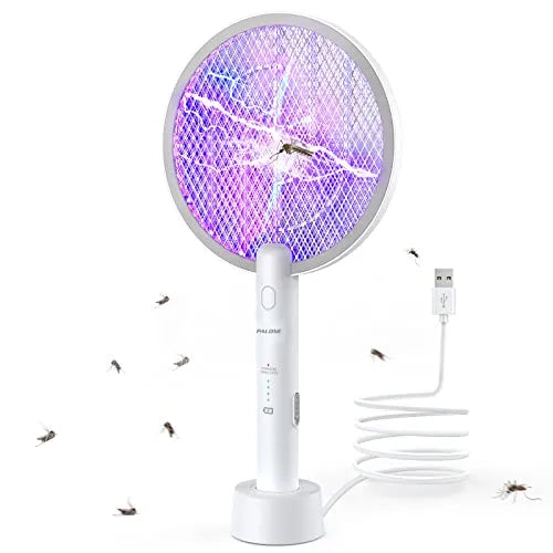 PALONE Electric Fly Swatter 3000V Bug Zapper Racket 2 in 1 Fly Swatter with 1200mAh Battery Rechargeable Mosquito Killer Lamp with 3 Layers Safety Mesh for Indoor and Outdoor - PremiumBrandGoods