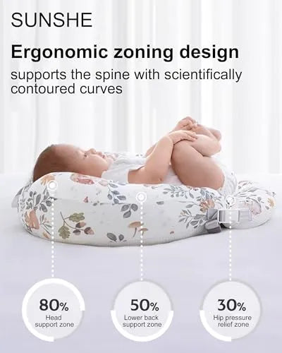 SUNSHE Nursing Pillow for Breastfeeding, Multifunctional Dual-Sided 2-in-1 (Baby Pillow+Nursing Pillow) with Adjustable Waist Strap and Removable Cotton Cover, (Maple Forest Oasis) - PremiumBrandGoods