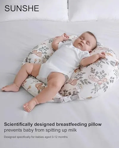 SUNSHE Nursing Pillow for Breastfeeding, Multifunctional Dual-Sided 2-in-1 (Baby Pillow+Nursing Pillow) with Adjustable Waist Strap and Removable Cotton Cover, (Maple Forest Oasis) - PremiumBrandGoods