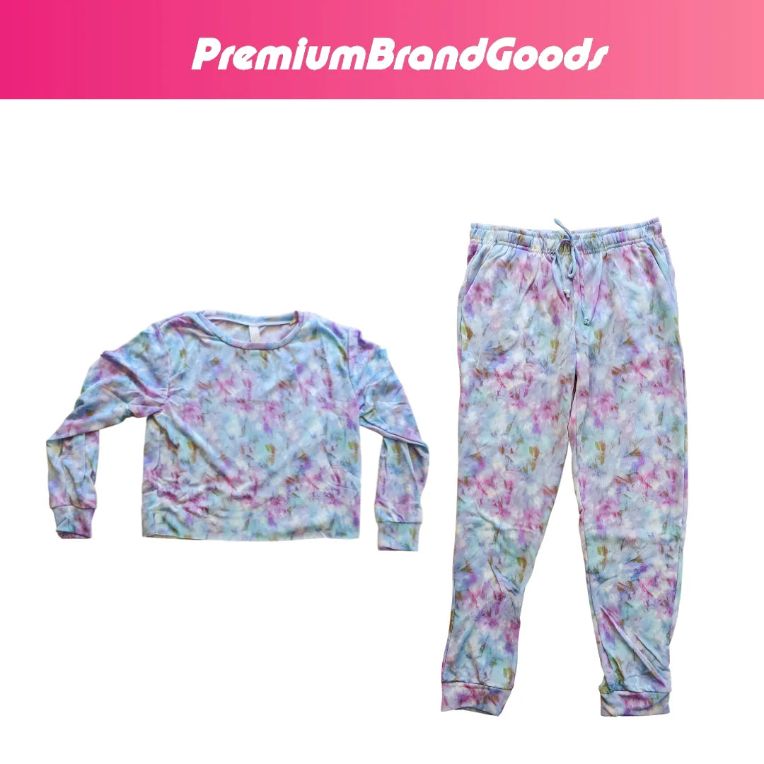 Women's 2 Piece Pajama Set Cozy Tie Dye Pants and Shirt - PremiumBrandGoods