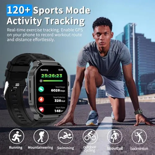 Smart Watch(Answer/Dial Calls), 2.06" AMOLED Screen Smartwatch for Men Women, Fitness Tracker with 120+Sports Modes, AI Voice,Heart Rate,Blood Oxygen,IP67 Waterproof Smart Watch for Android iOS Phones - PremiumBrandGoods