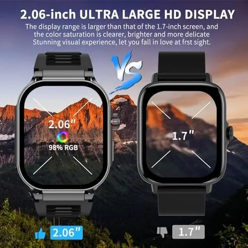 Smart Watch(Answer/Dial Calls), 2.06" AMOLED Screen Smartwatch for Men Women, Fitness Tracker with 120+Sports Modes, AI Voice,Heart Rate,Blood Oxygen,IP67 Waterproof Smart Watch for Android iOS Phones - PremiumBrandGoods