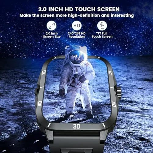 Smartwatch for Men Fitness Smart Watch: 2.0 inch Wrist Watch with Bluetooth Call Answer - Android iOS Compatible Military 3ATM Waterproof 100+ Sports Digital Activity Tracker Heart Rate Sleep Monitor - PremiumBrandGoods