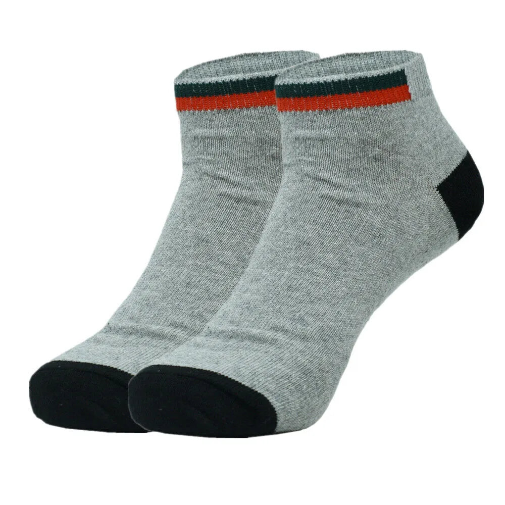 Mens athletic socks Striped Ankle Quarter Socks Cotton Low Cut Sizes 9-13 - PremiumBrandGoods