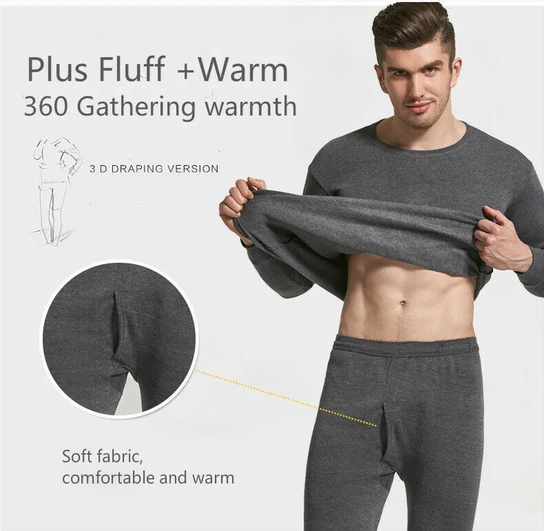 Mens thermal set underwear and shirt 100% cotton pants combo winter - PremiumBrandGoods