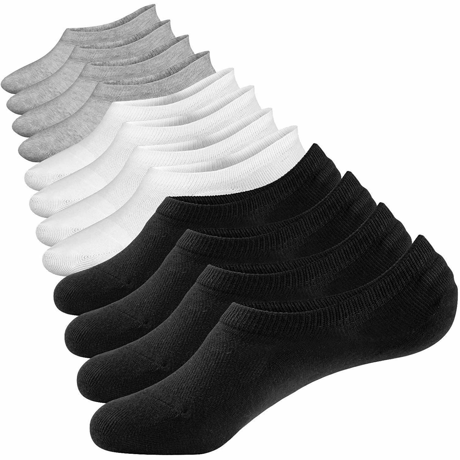 3-12 Pairs Mens No Show Invisible Nonslip Loafer Solid Boat Cotton Low Cut Socks - PremiumBrandGoods