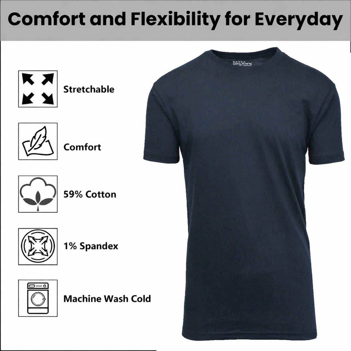 Men’s Modern Fit Crew Neck T-Shirt Soft Breathable Cotton-Poly Blend Casual Tee