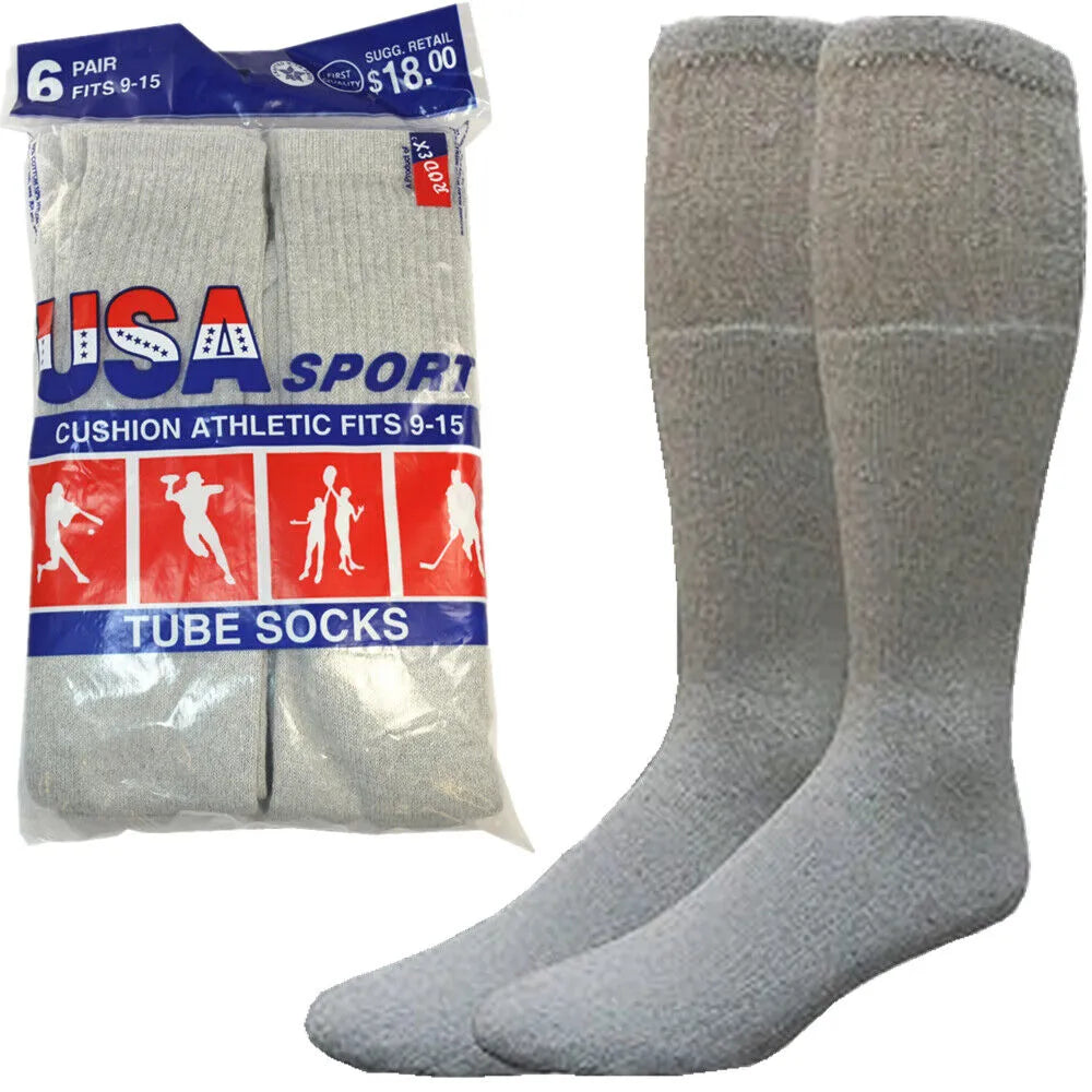 Men Athletic Socks Cotton Sports Solid Tube Socks sox Sizes 9-15 - PremiumBrandGoods