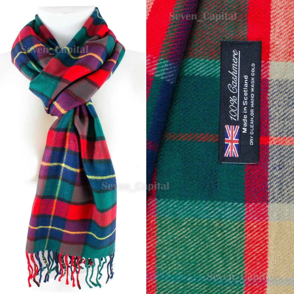 Mens Womens Winter Warm SCOTLAND Made 100% CASHMERE Scarf Scarves Plaid Wool