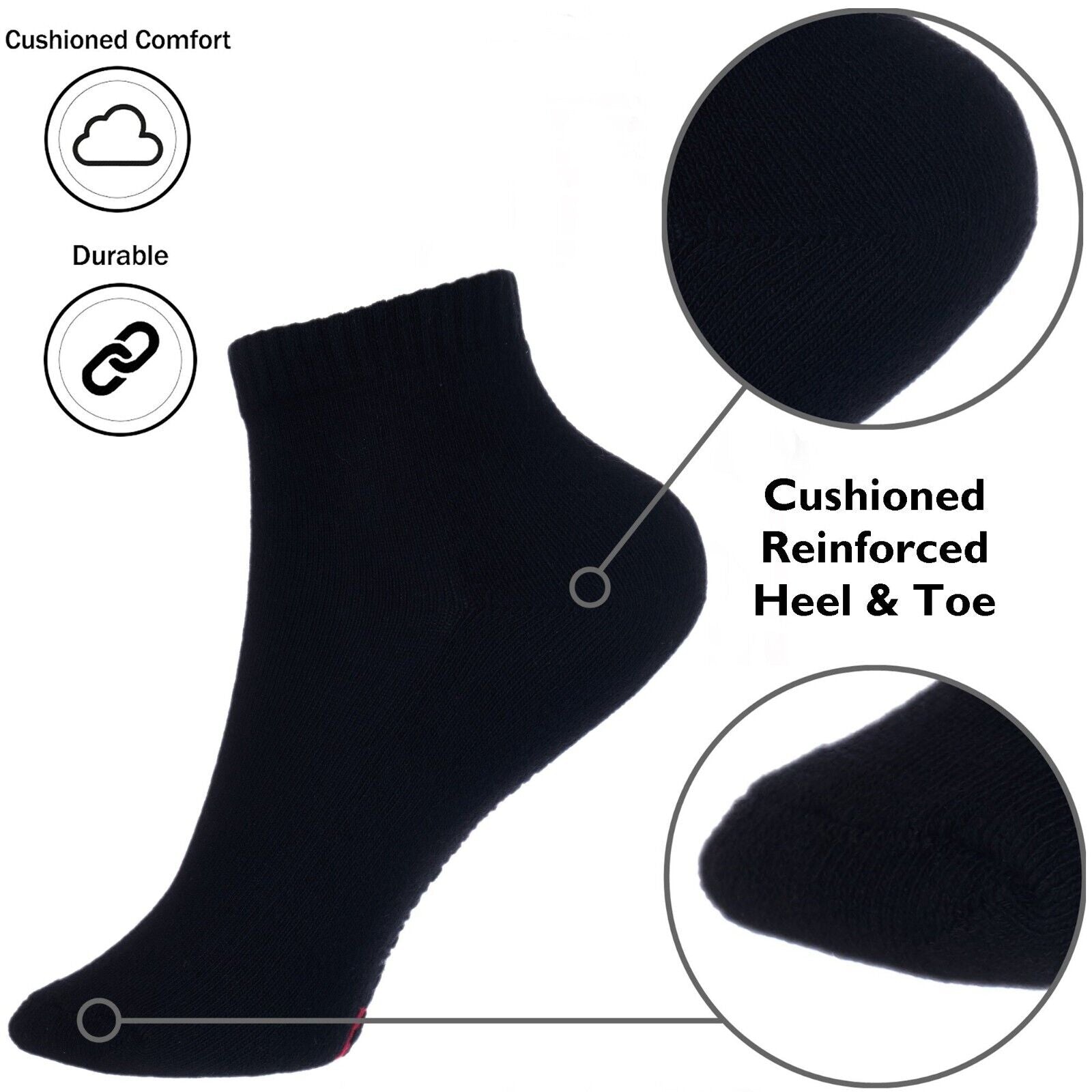 3-12 Pairs Mens Plain Solid Cotton Sports Ankle Athletic Socks Low Cut Size 9-13 - PremiumBrandGoods