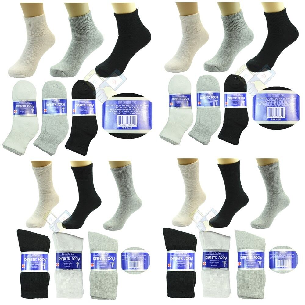 3,6 or 12 Pairs Diabetic Crew Circulatory Socks Health Women Cotton 9 10-15 - PremiumBrandGoods