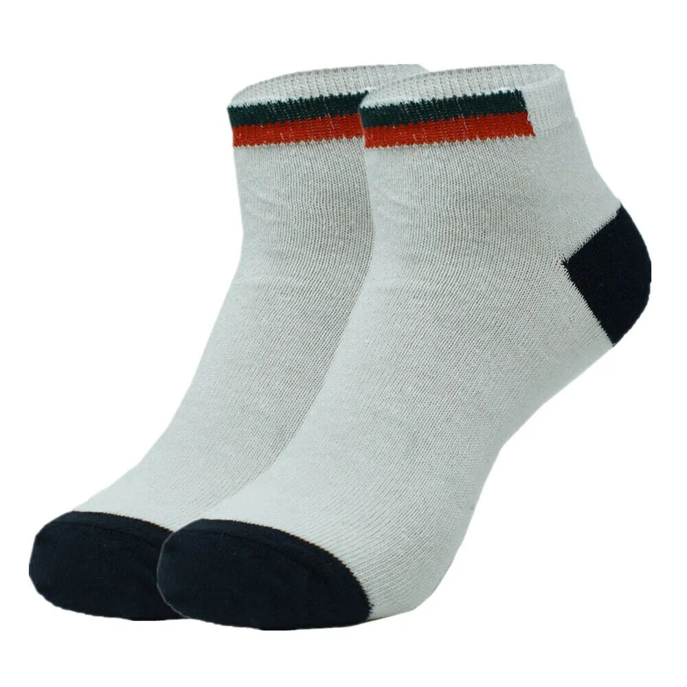 Mens athletic socks Striped Ankle Quarter Socks Cotton Low Cut Sizes 9-13 - PremiumBrandGoods