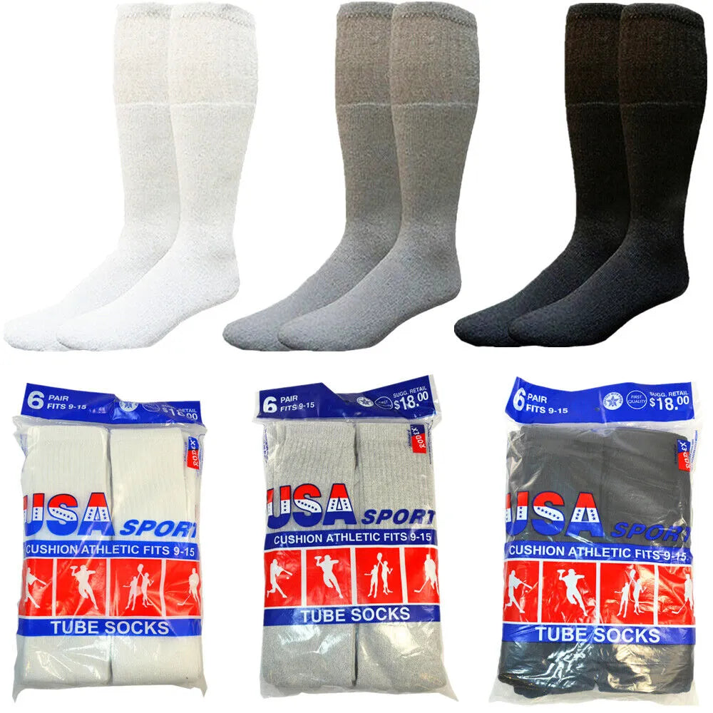 Men Athletic Socks Cotton Sports Solid Tube Socks sox Sizes 9-15 - PremiumBrandGoods