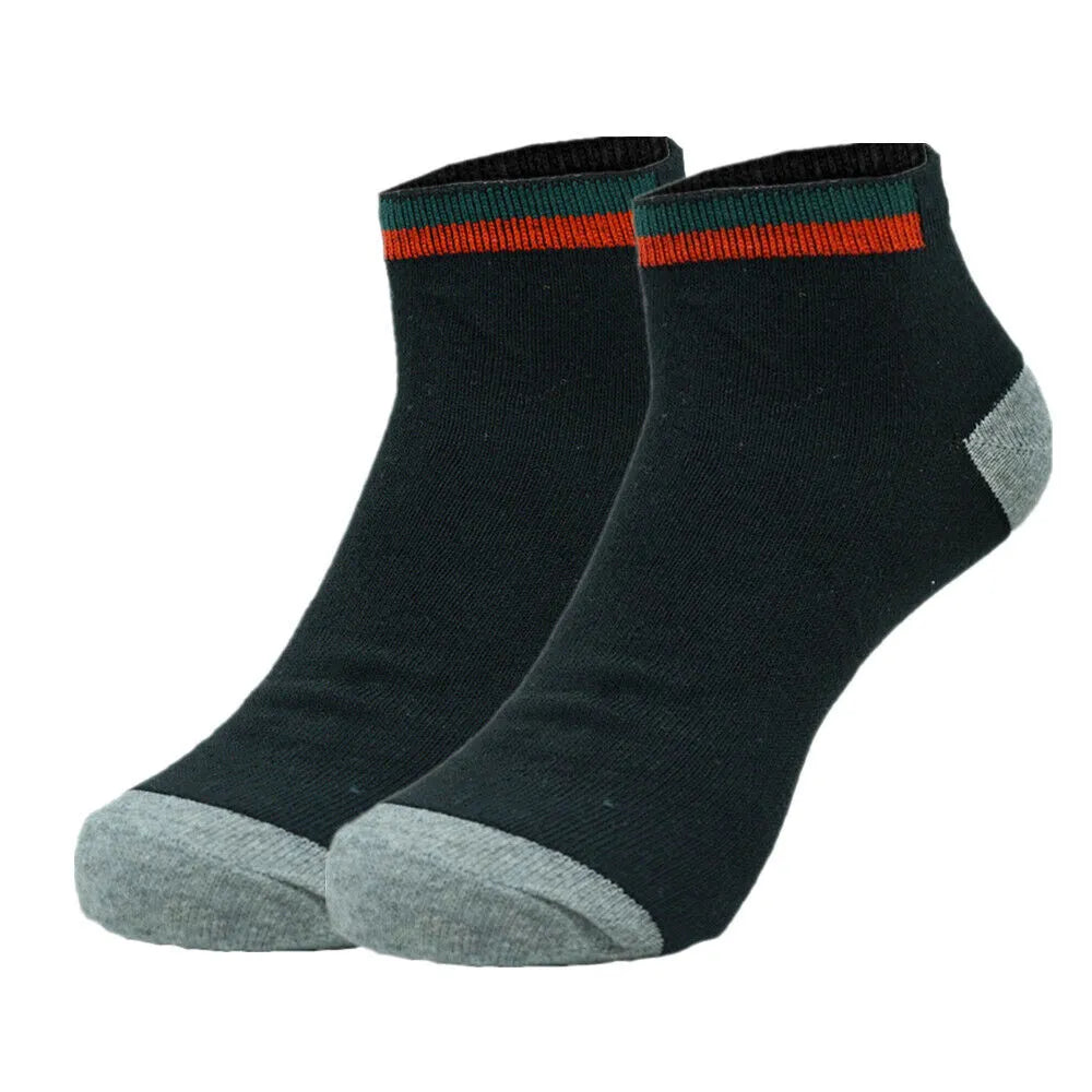 Mens athletic socks Striped Ankle Quarter Socks Cotton Low Cut Sizes 9-13 - PremiumBrandGoods