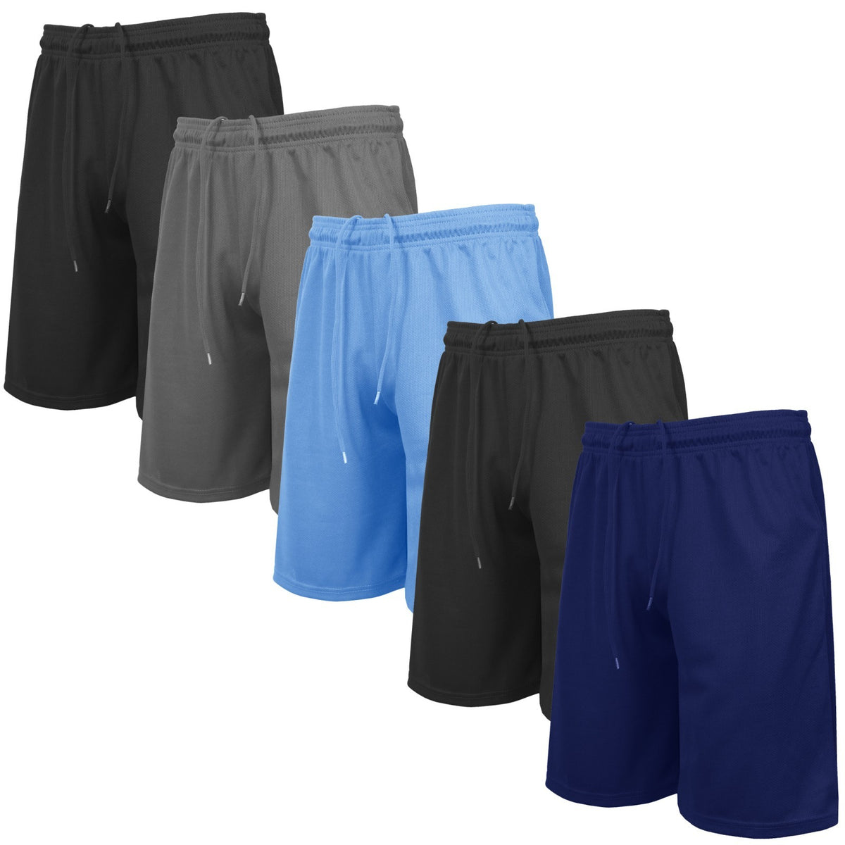 Men's Lightweight Moisture-Wicking Mesh Shorts, 5-Pack