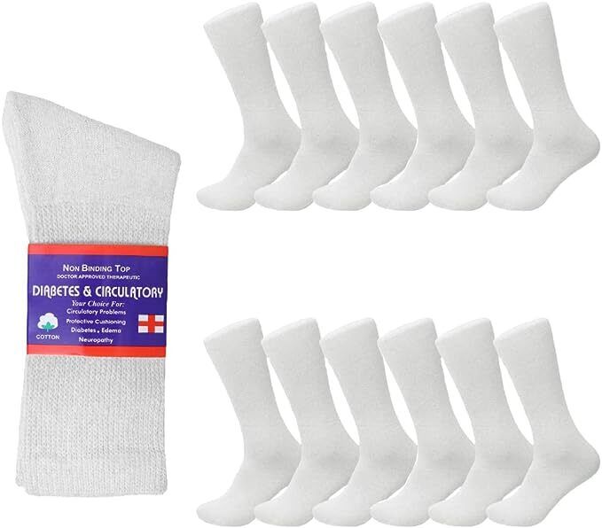 Diabetic Socks, Non-Binding Circulatory Cushion Cotton Crew Socks for Men Women - PremiumBrandGoods