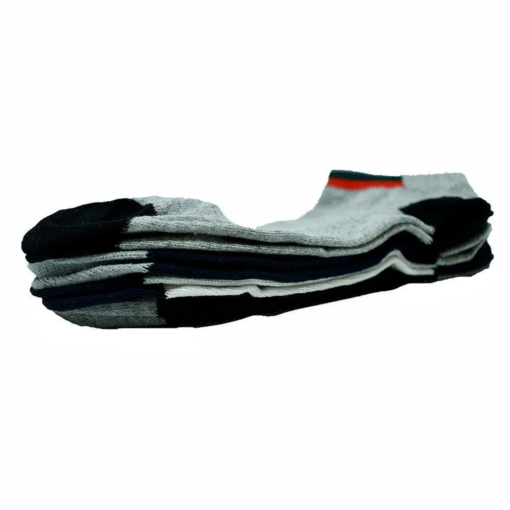 Mens athletic socks Striped Ankle Quarter Socks Cotton Low Cut Sizes 9-13 - PremiumBrandGoods