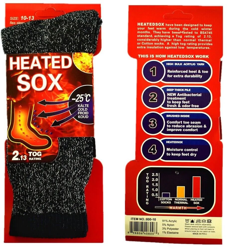 Mens thermal socks Heated winter friendly Warm Boot Sox thick Duty Size 10-13 - PremiumBrandGoods