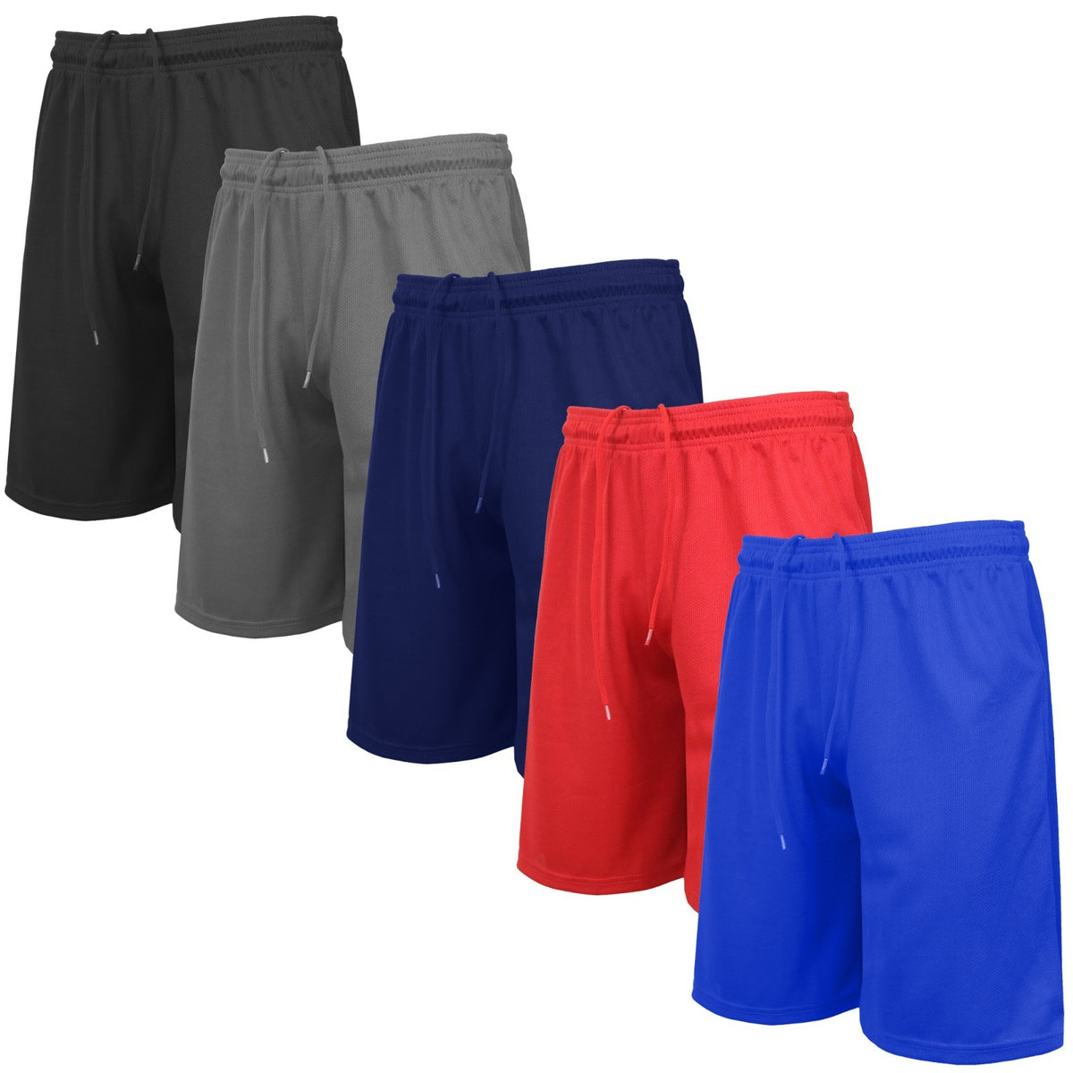 Men's Lightweight Moisture-Wicking Mesh Shorts, 5-Pack