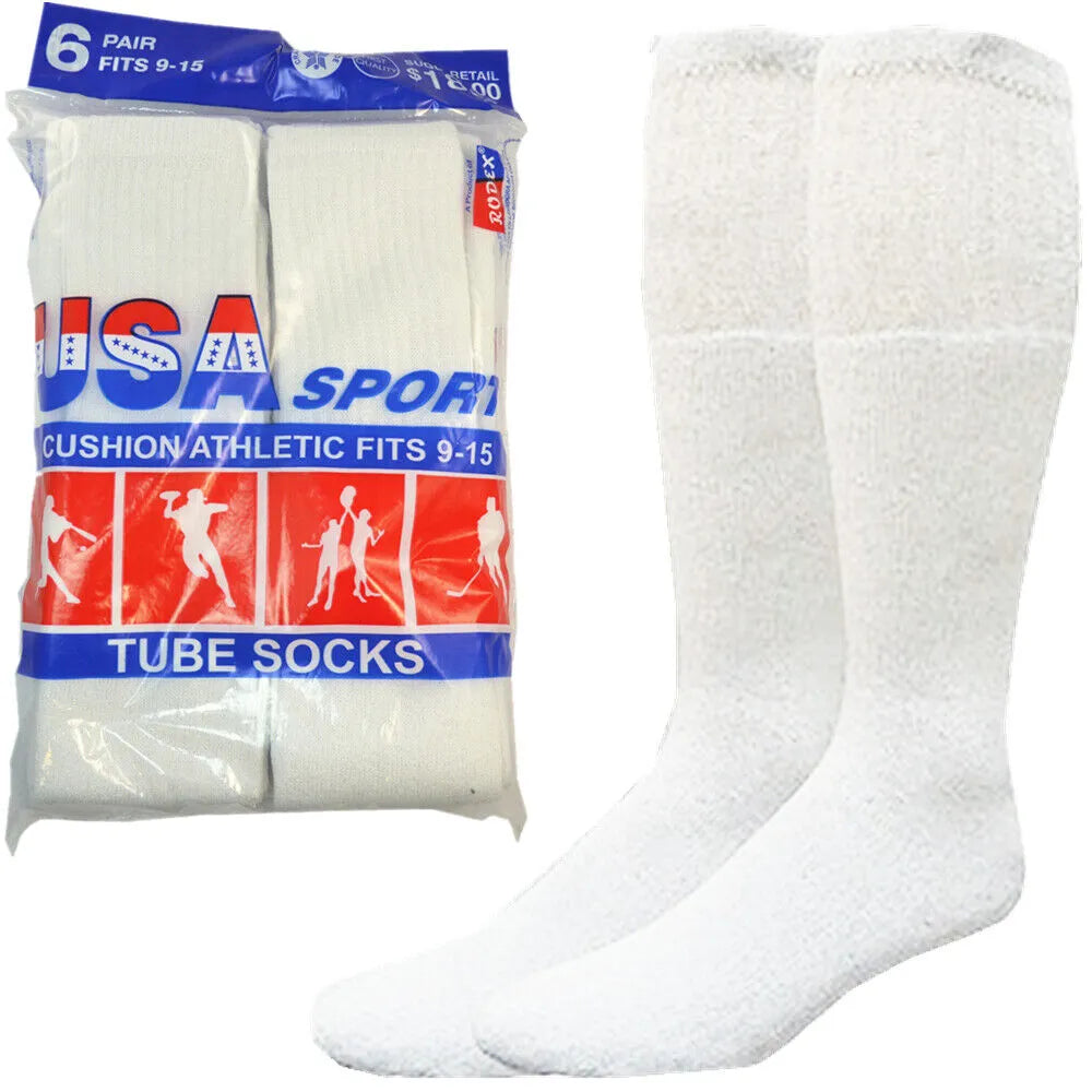 Men Athletic Socks Cotton Sports Solid Tube Socks sox Sizes 9-15 - PremiumBrandGoods