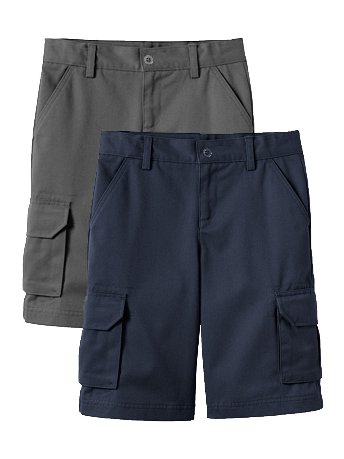 Boys' Super Stretch Cotton Cargo Shorts, 2-Pack, Sizes 8-18