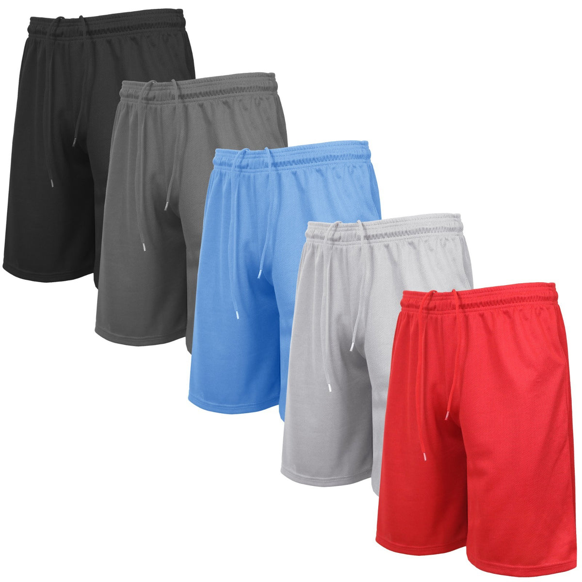 Men's Lightweight Moisture-Wicking Mesh Shorts, 5-Pack