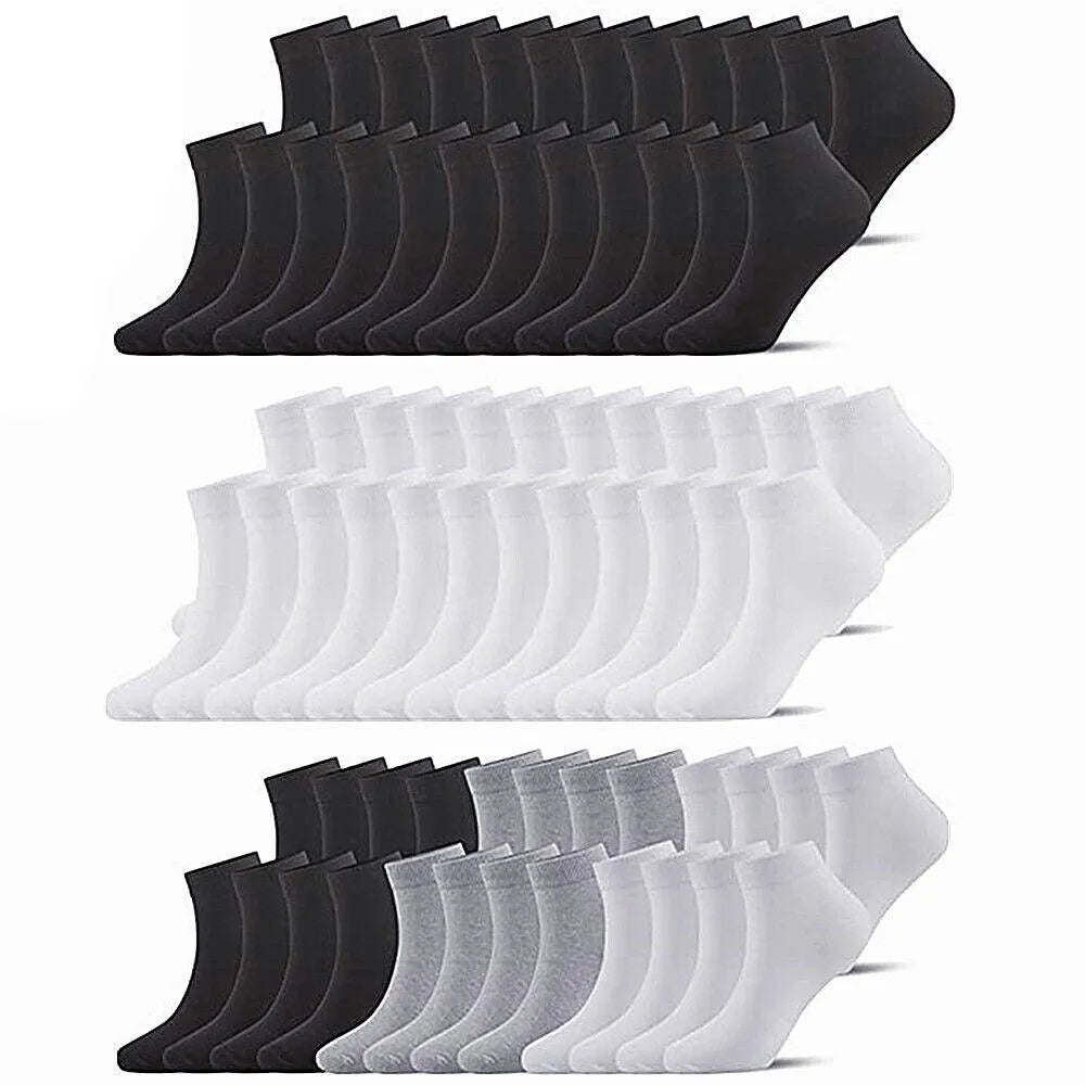 Ankle Socks Unisex Classic Premium Cotton Mens Womens Solid Low Cut Size 9-13 - PremiumBrandGoods