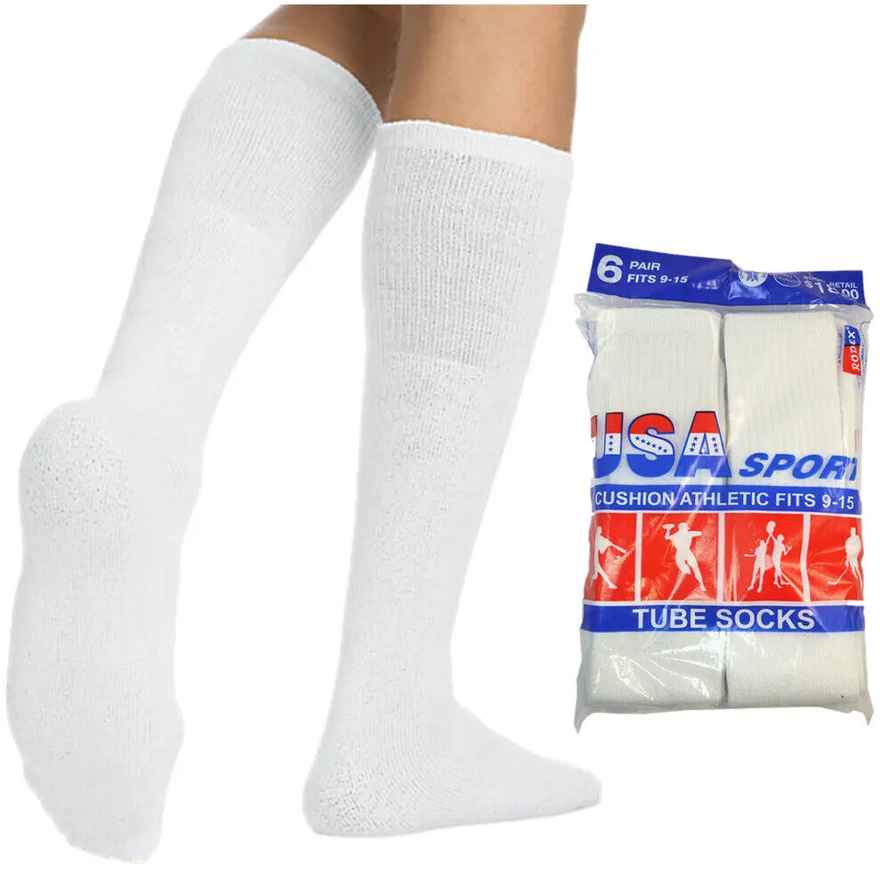Men Athletic Socks Cotton Sports Solid Tube Socks sox Sizes 9-15 - PremiumBrandGoods