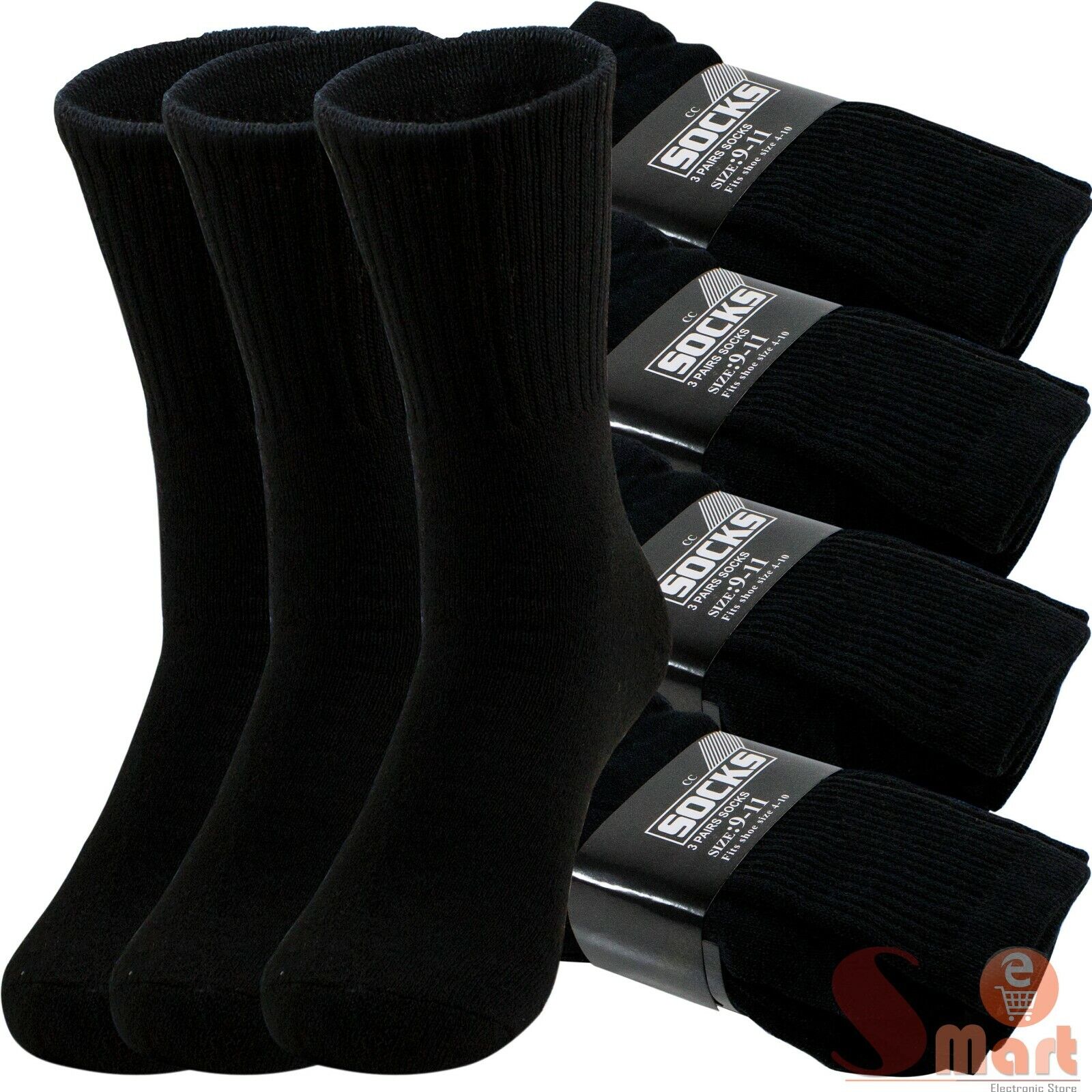 Lot 3-12 Pairs Mens Solid Sports Athletic Work Plain Crew Socks Size 9-11 10-13 - PremiumBrandGoods