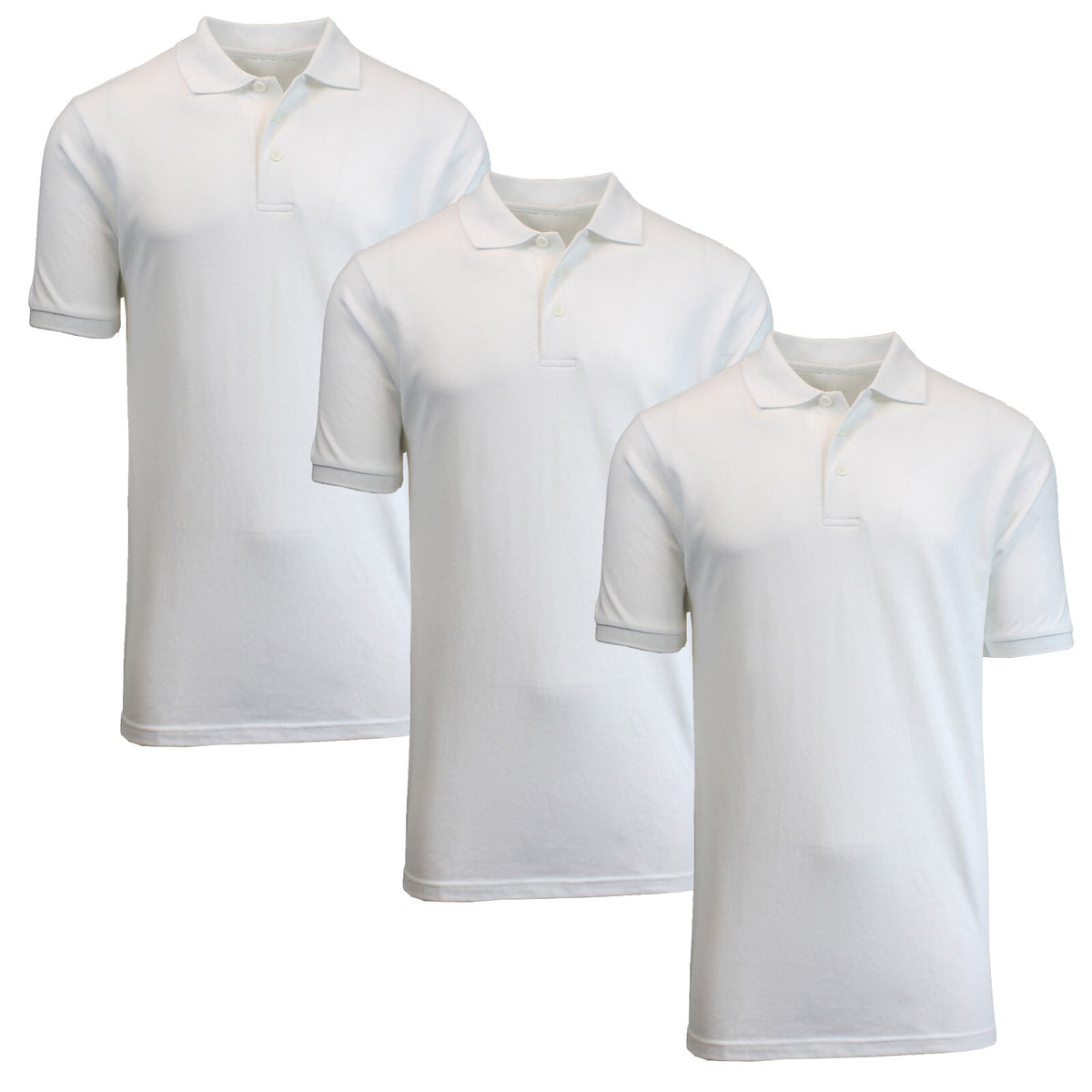 Men's Pique Polo Shirts for Uniform & Casual Wear, 3-Pack