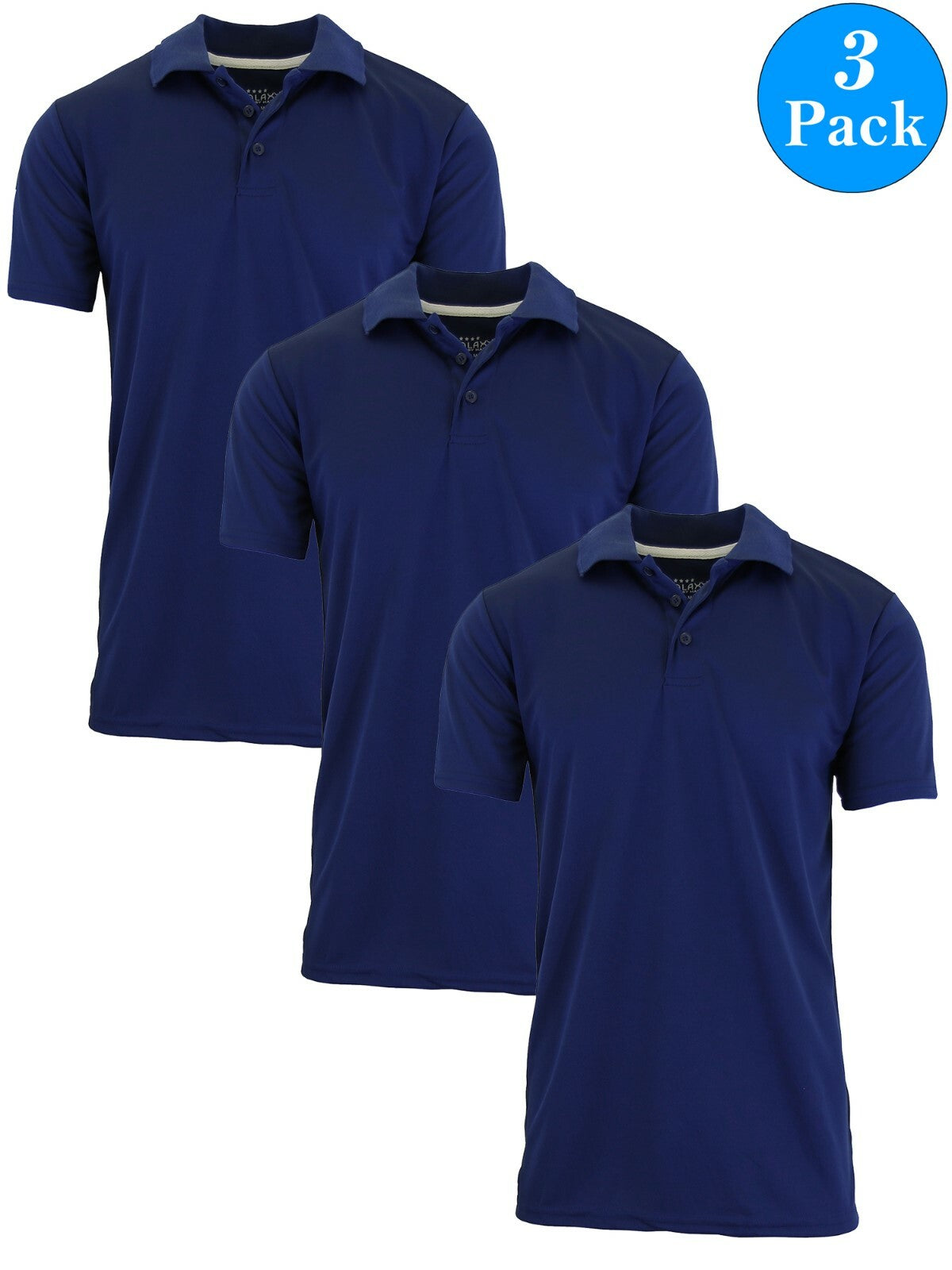 Men's Moisture-Wicking Short Sleeve Polo Shirts, 3-Pack