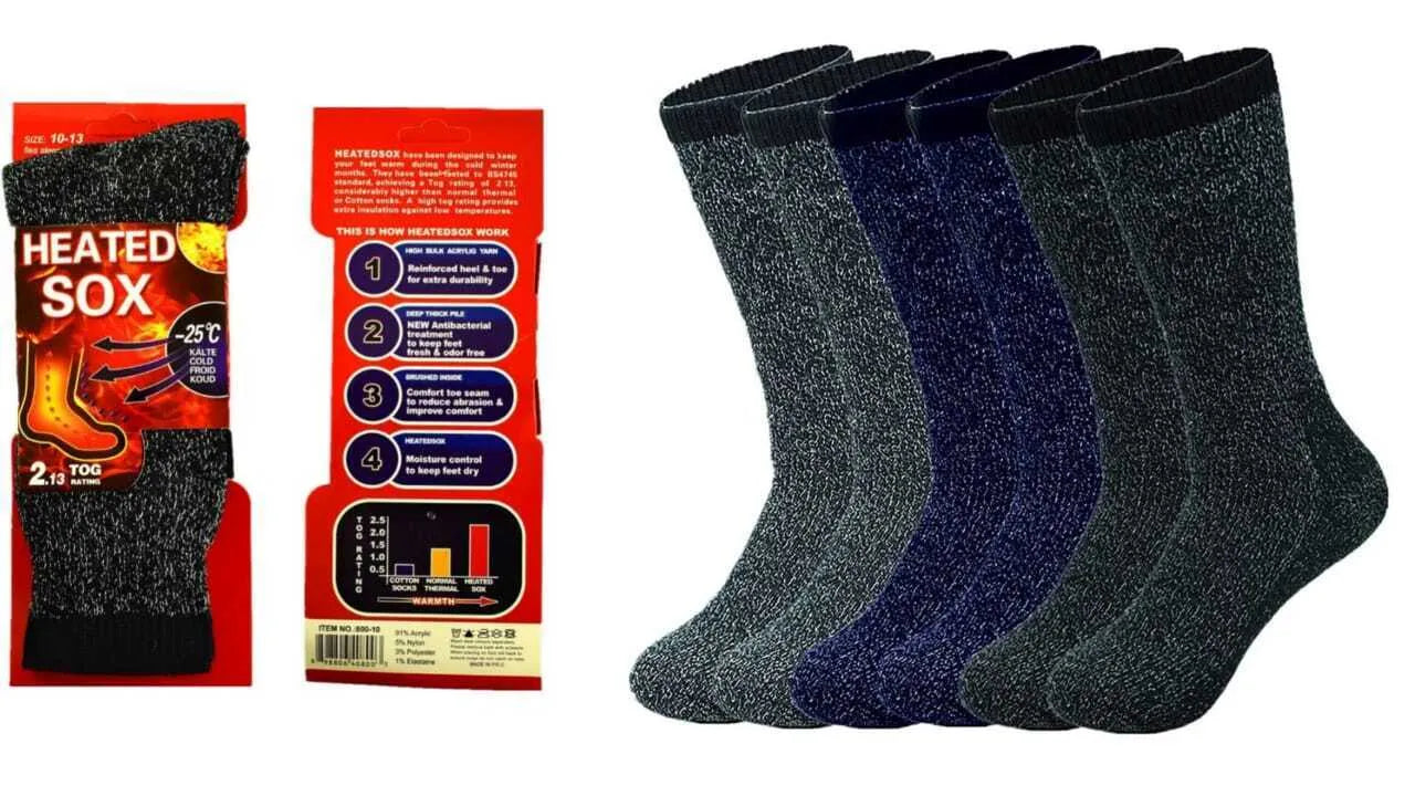 Mens thermal socks Heated winter friendly Warm Boot Sox thick Duty Size 10-13 - PremiumBrandGoods