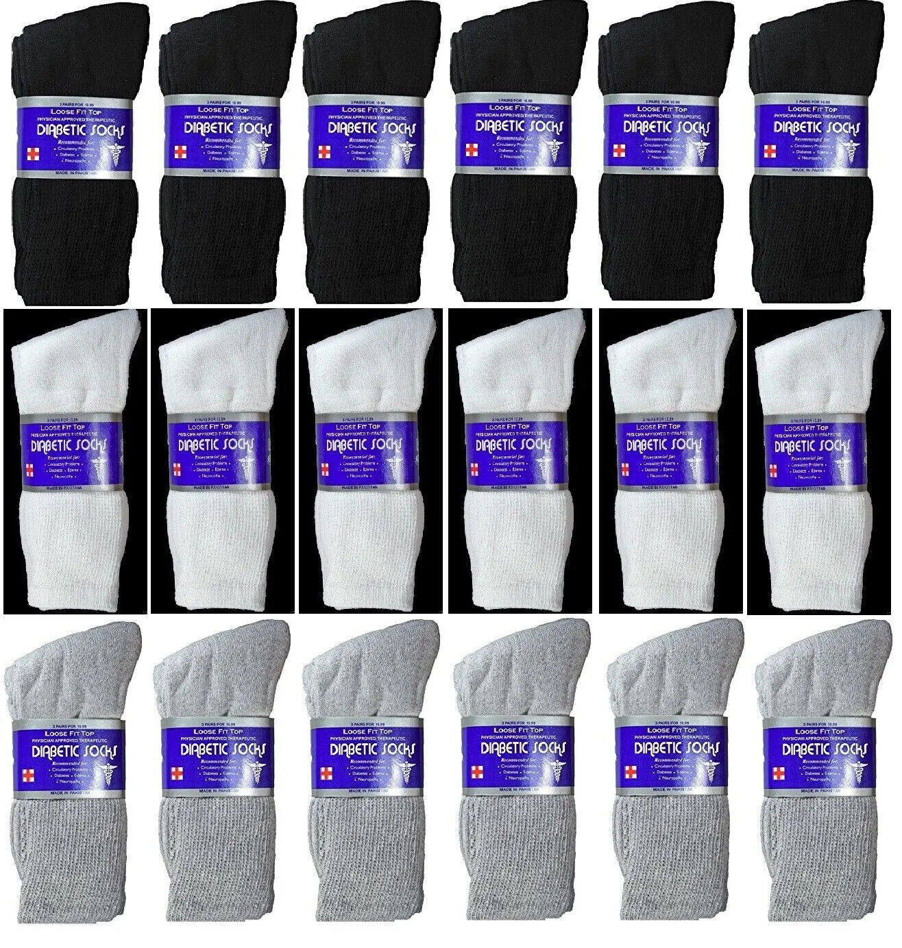 Wholesale Bulk Mens Diabetic Crew Socks Health Circulatory Size 9-11,10-13,13-15 - PremiumBrandGoods