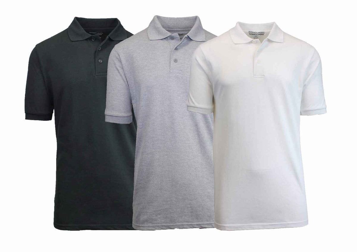 3 Pack - Men's Pique Polo Shirt - Uniform - Lounge- Casual - Free Shipping- NWT