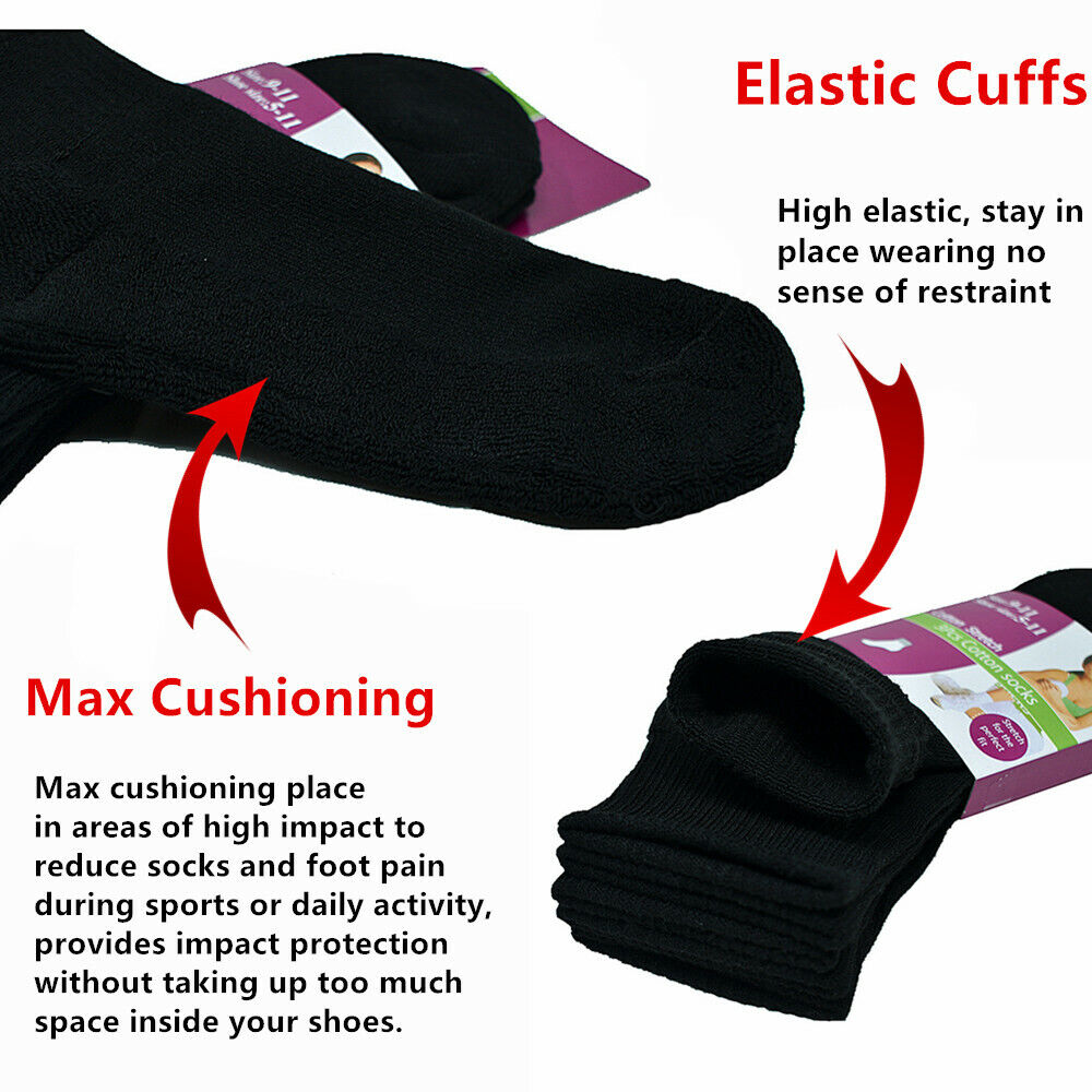 3-12 Pairs For Womens Ankle Athletic Crew Cotton Solid Cushioned Socks Size 9-11 - PremiumBrandGoods
