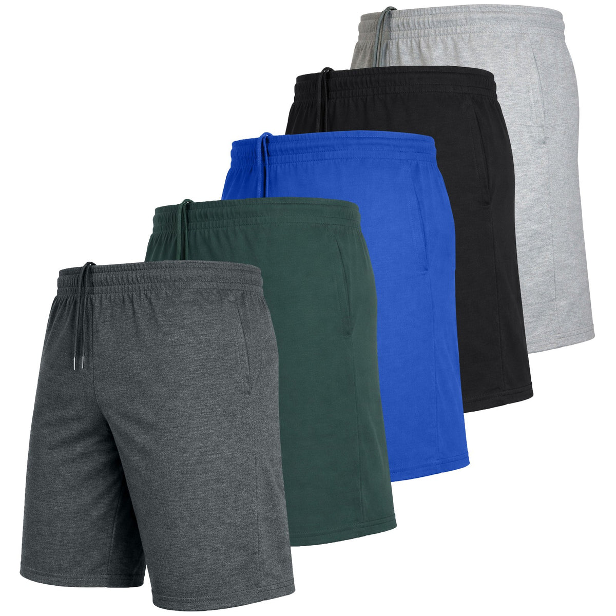 Men's Cotton Blend Lounge Shorts with Elastic Waist, 5-Pack, S-3XL