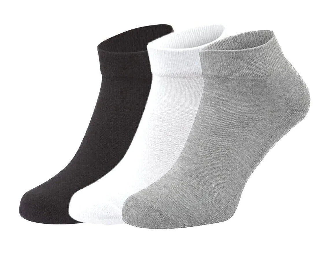 Ankle Socks Unisex Classic Premium Cotton Mens Womens Solid Low Cut Size 9-13 - PremiumBrandGoods