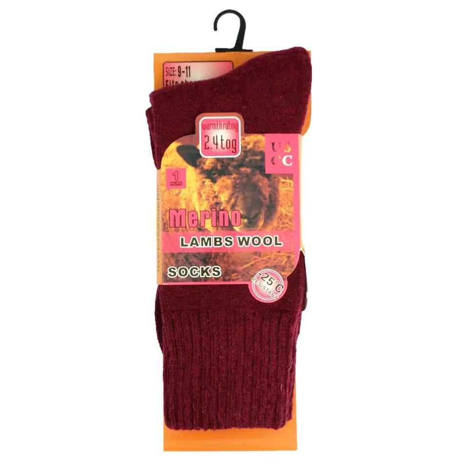 6 Pairs Women's Merino Lambs Wool Thermal Socks Heavy Duty Winter Warm 2.4 Tog