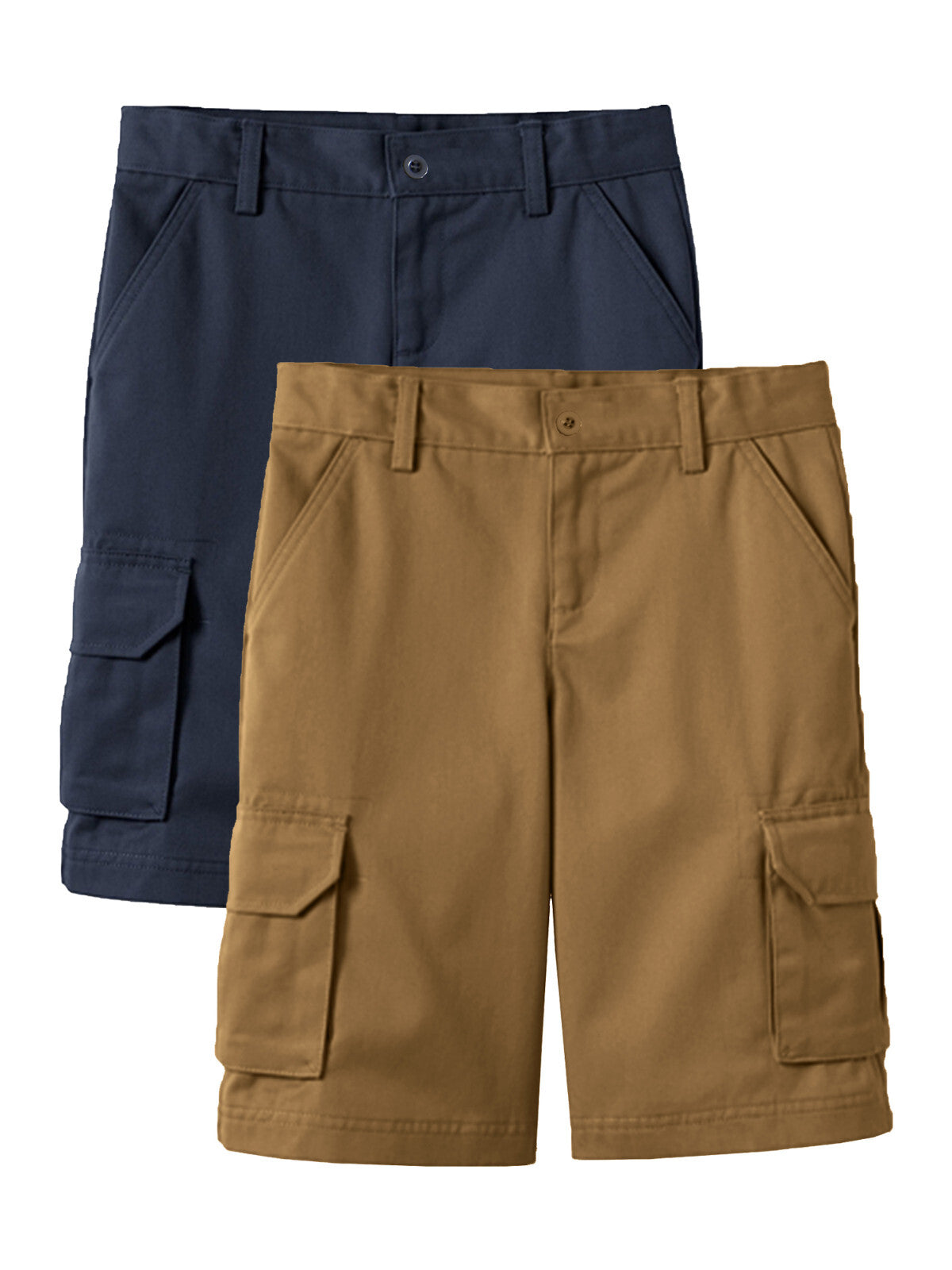 Boys' Super Stretch Cotton Cargo Shorts, 2-Pack, Sizes 8-18