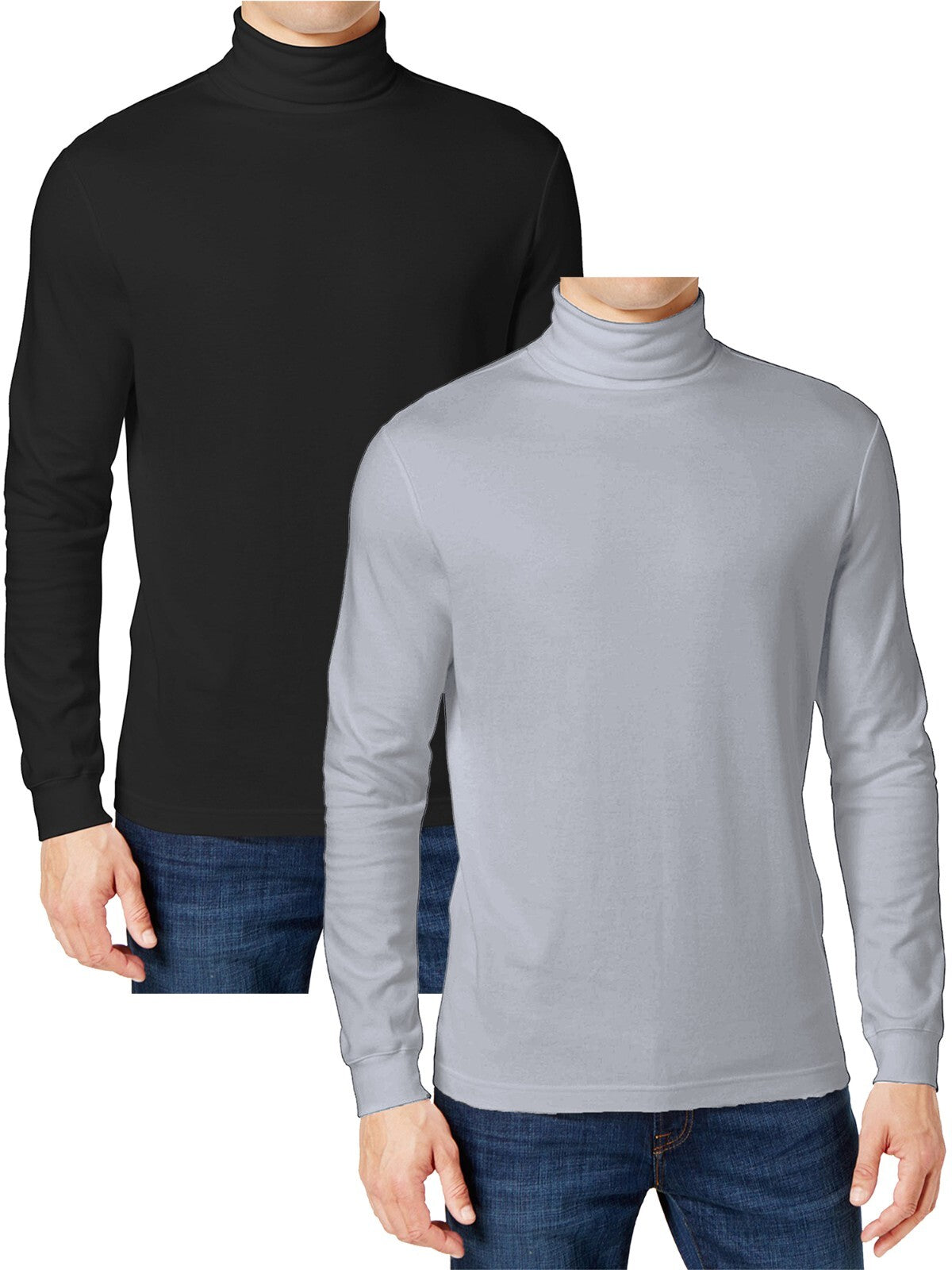 Men's Long Sleeve Turtleneck T-Shirts, 2-Pack